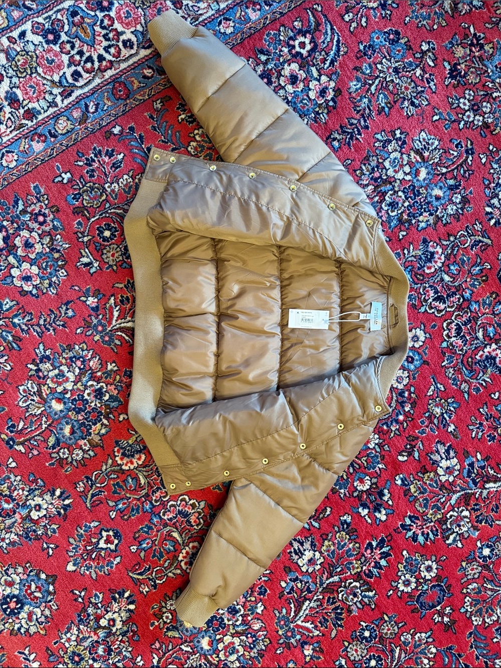 Derek Lam womens Quilted Puffer Jacket in Tan
